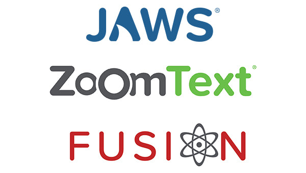 JAWS, ZoomText and Fusion logos