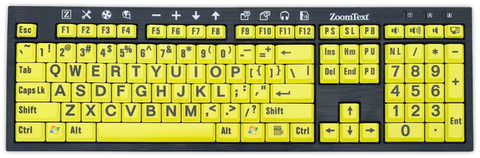 ZoomText Large Print Keyboard Black Letters on Yellow